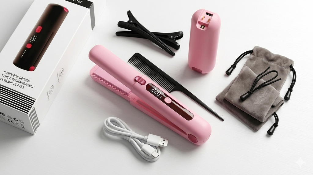 MINI PLANCHA PARA CABELLO RECARGABLE